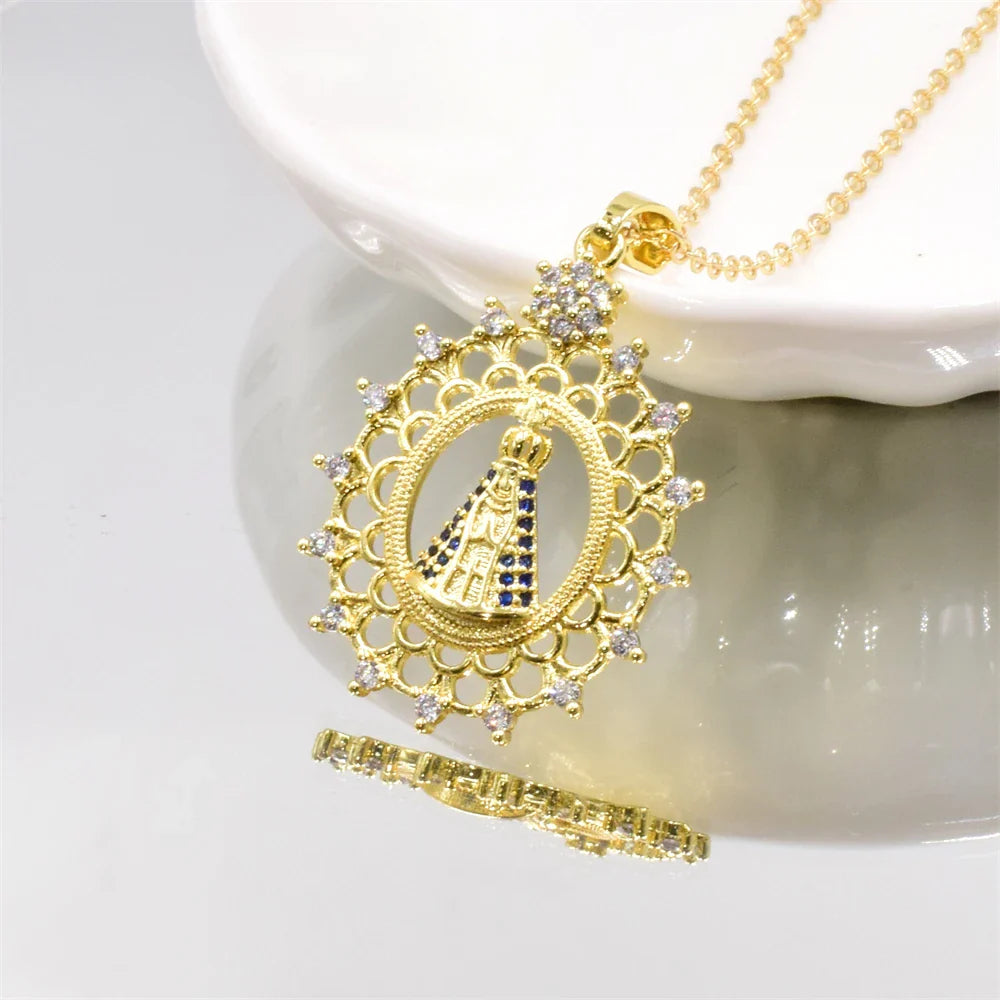 Crystal Necklace - Our Lady of Aparecida | Gold-Plated