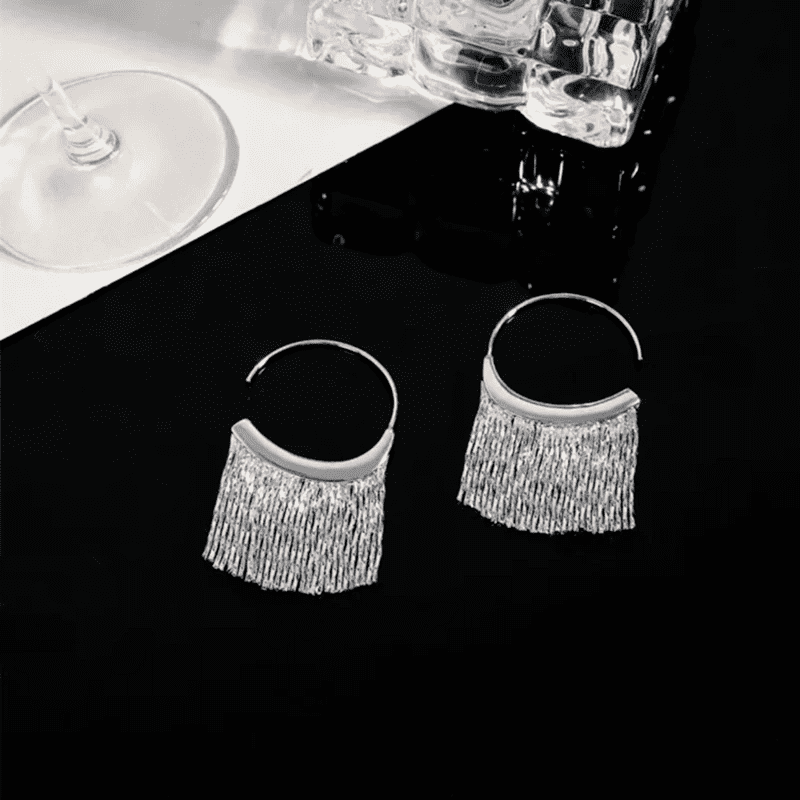 Long Skirt Earrings - Gold-Plated with Premium Zirconia