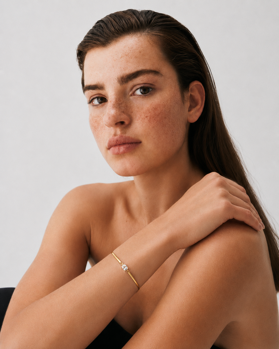 Solitaire Gemstone Cuff Bracelet