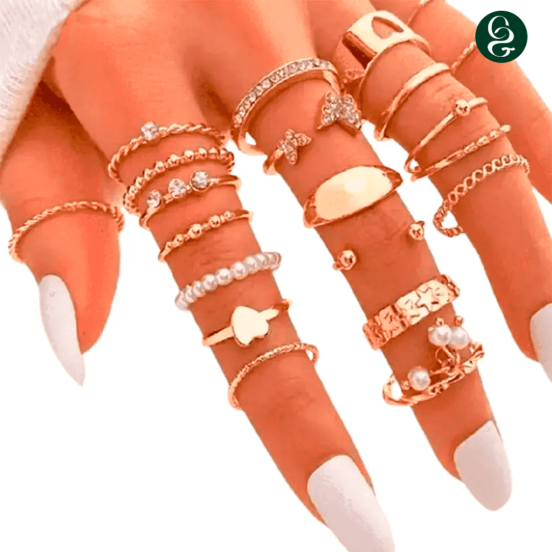 Heart and Butterfly Ring Set