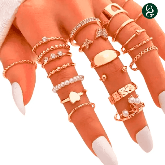 Heart and Butterfly Ring Set