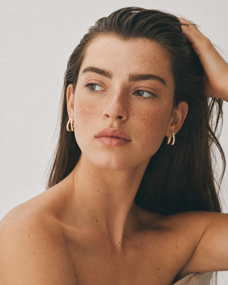 Luna Double Huggie Hoops