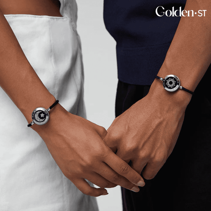 (2 UNIDADES) Pulseira Bluetooth de Casal Banhada em Ouro Rosa e Prata 925