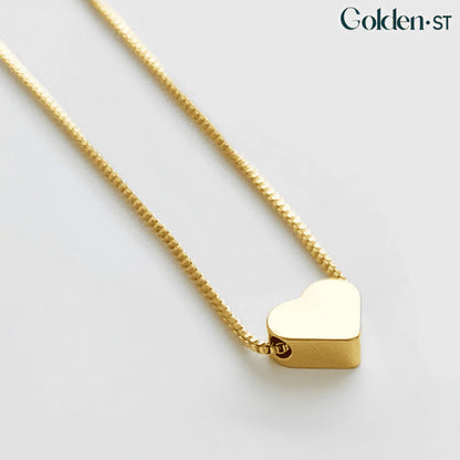 Colar Coração Cúbico Golden Folheado a Ouro