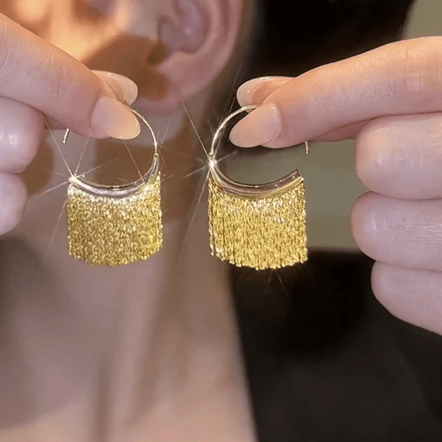 Long Skirt Earrings - Gold-Plated with Premium Zirconia