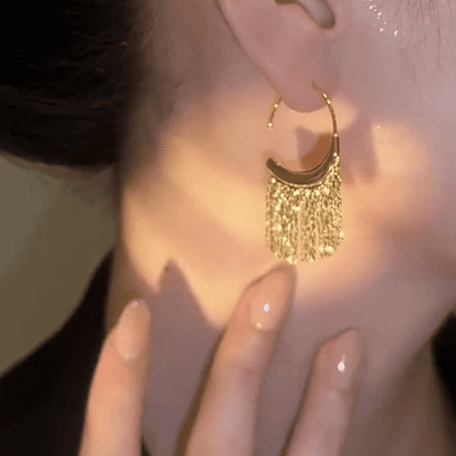 Long Skirt Earrings - Gold-Plated with Premium Zirconia