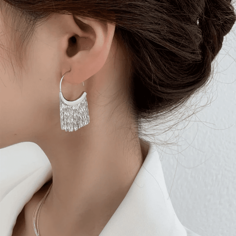 Long Skirt Earrings - Gold-Plated with Premium Zirconia