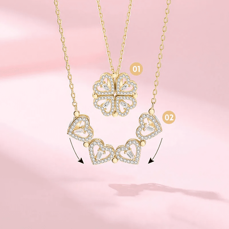 Four-Leaf Clover Necklace + 4 Hearts - LAST UNITS