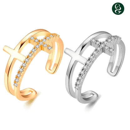 Double Cross Ring - Gold-Plated | FREE SHIPPING + Gift
