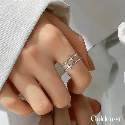 Double Cross Ring - Gold-Plated | FREE SHIPPING + Gift