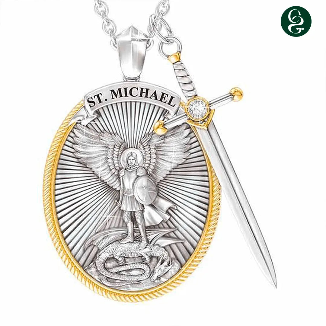 18K Gold Necklace Western Mythology Saint Michael Archangel