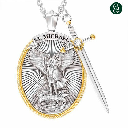 18K Gold Necklace Western Mythology Saint Michael Archangel