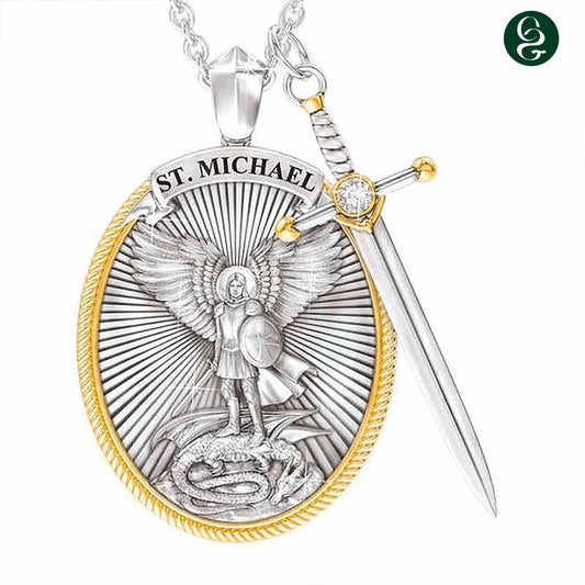 18K Gold Necklace Western Mythology Saint Michael Archangel