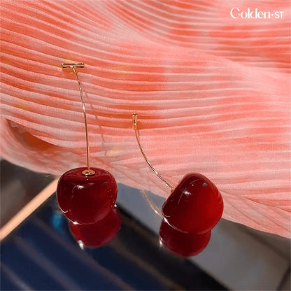 Golden Cherry - 18K Gold Cherry Earrings