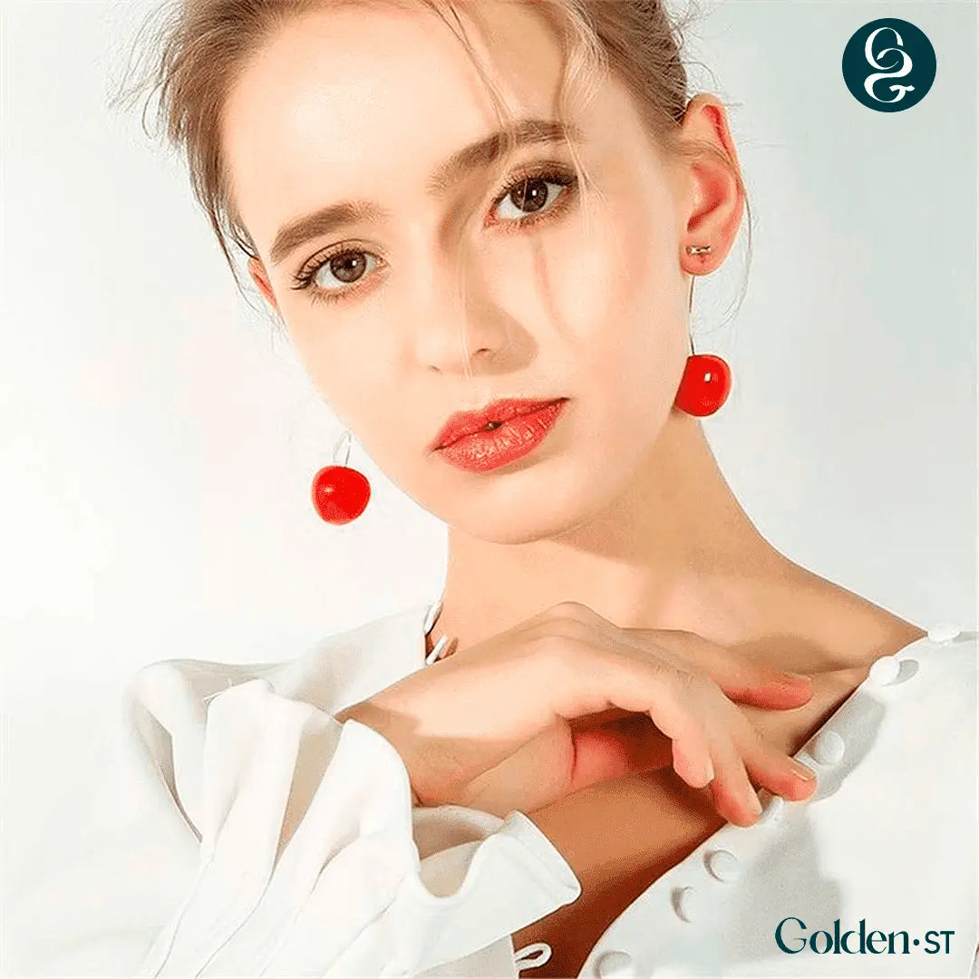Golden Cherry - 18K Gold Cherry Earrings