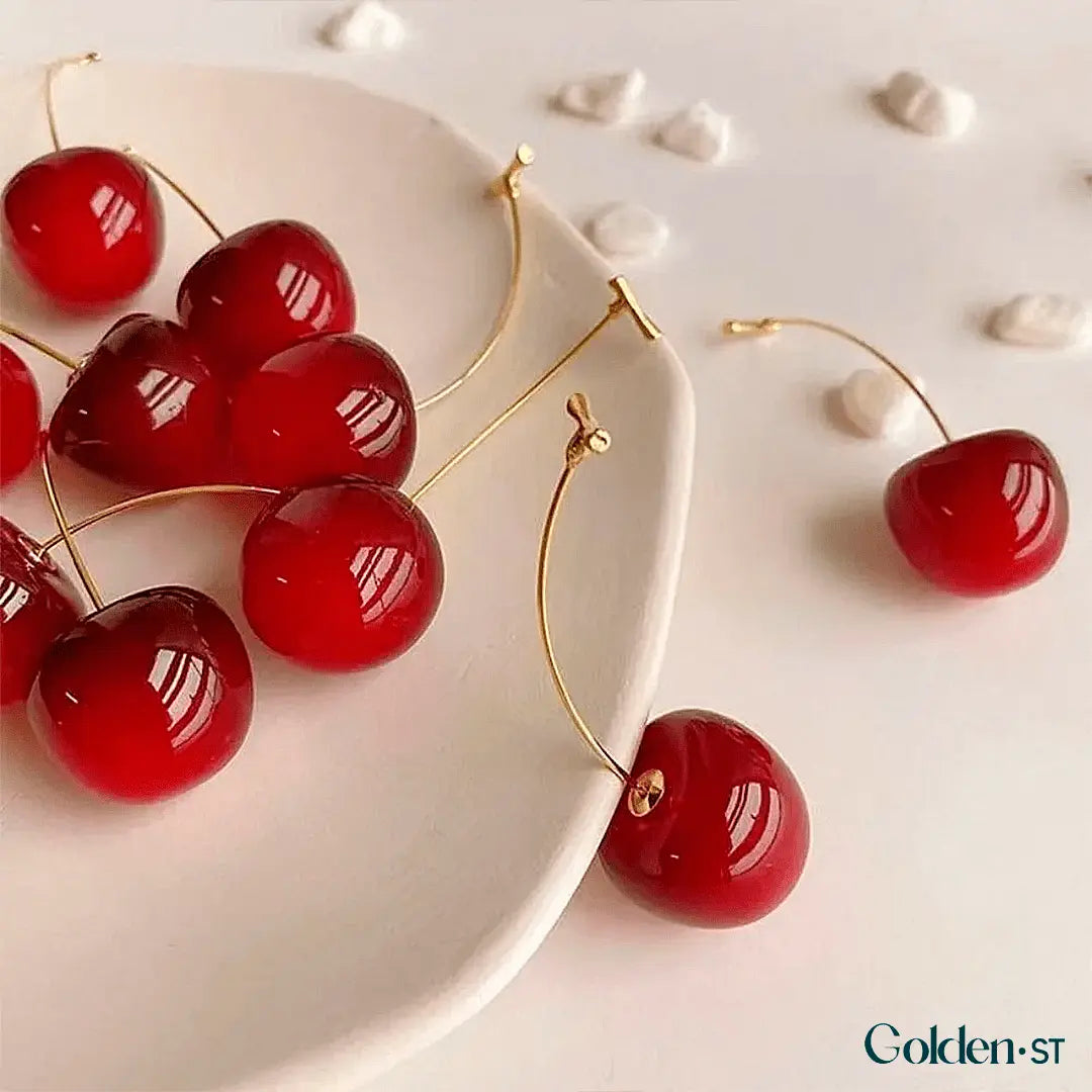 Golden Cherry - 18K Gold Cherry Earrings
