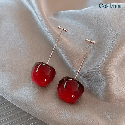 Golden Cherry - 18K Gold Cherry Earrings