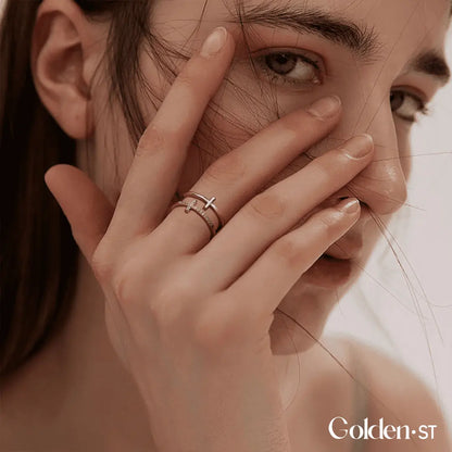 Double Cross Ring - Gold-Plated | FREE SHIPPING + Gift