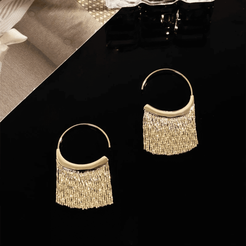 Long Skirt Earrings - Gold-Plated with Premium Zirconia