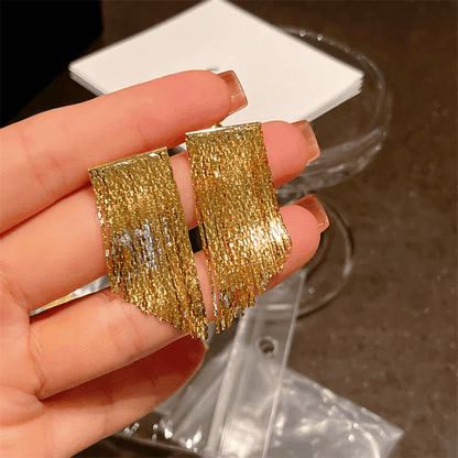 Long Skirt Earrings - Gold-Plated with Premium Zirconia