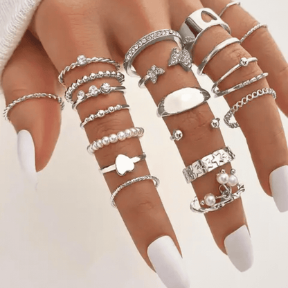 Heart and Butterfly Ring Set