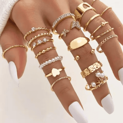 Heart and Butterfly Ring Set