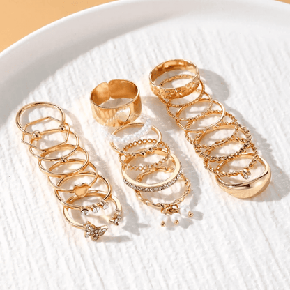 Heart and Butterfly Ring Set