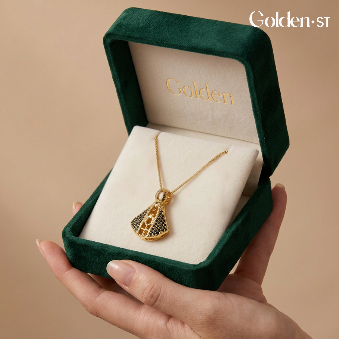 (BUY 1 GET 2) Gold-Plated Reversible Our Lady of Aparecida Necklace with Zirconia Mantle