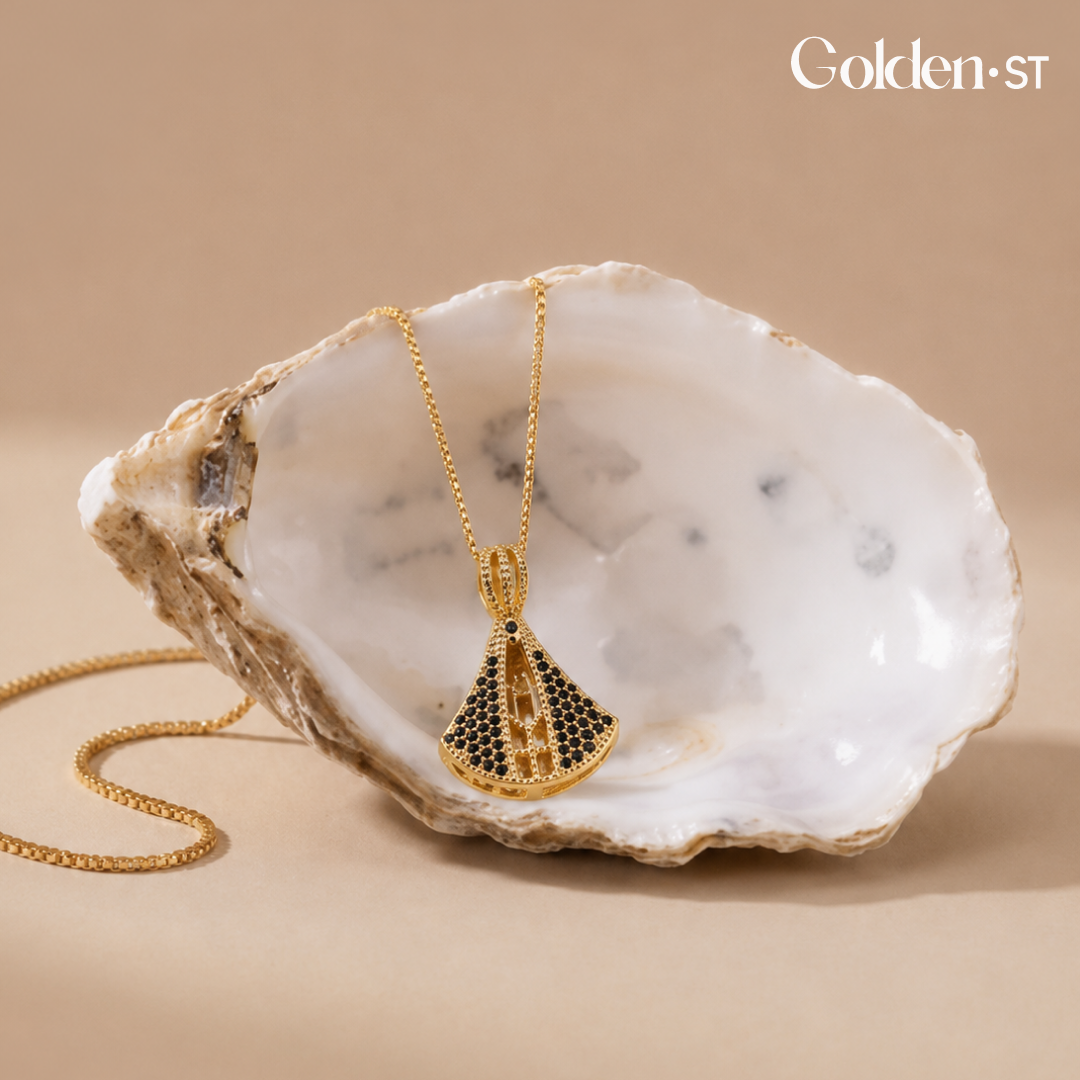 (BUY 1 GET 2) Gold-Plated Reversible Our Lady of Aparecida Necklace with Zirconia Mantle