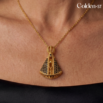 (BUY 1 GET 2) Gold-Plated Reversible Our Lady of Aparecida Necklace with Zirconia Mantle