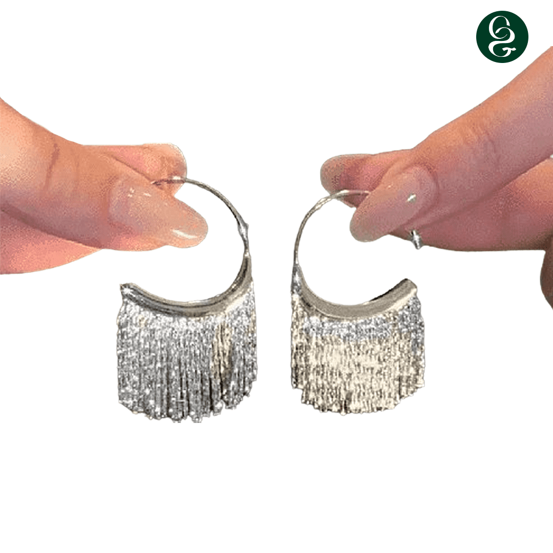 Long Skirt Earrings - Gold-Plated with Premium Zirconia