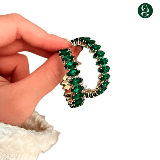 3 Green Stone Earrings Set + Green Stone Necklace