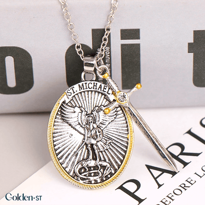 18K Gold Necklace Western Mythology Saint Michael Archangel