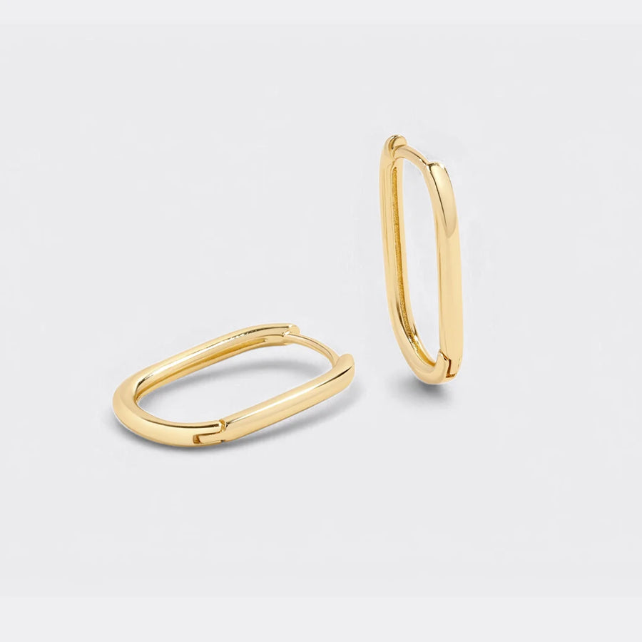 Geometric squared huggie hoop earrings in polished gold